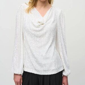 Sequined Cowl Neck Top - Joseph Ribkoff